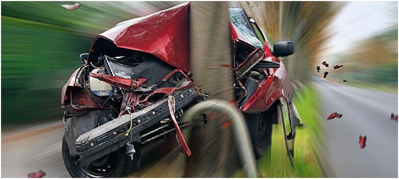 Car hitting a stationary object